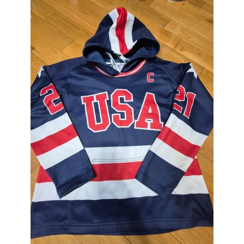Miracle on Ice 1980 USA Hockey Jersey Eruzione Hoodie Blue Youth Small